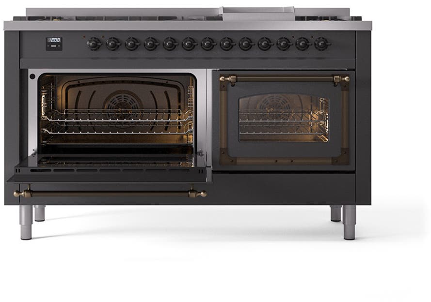 Ilve UN60FNMPMGBLP Graphite Matte With Bronze Knobs, Liquid Propane