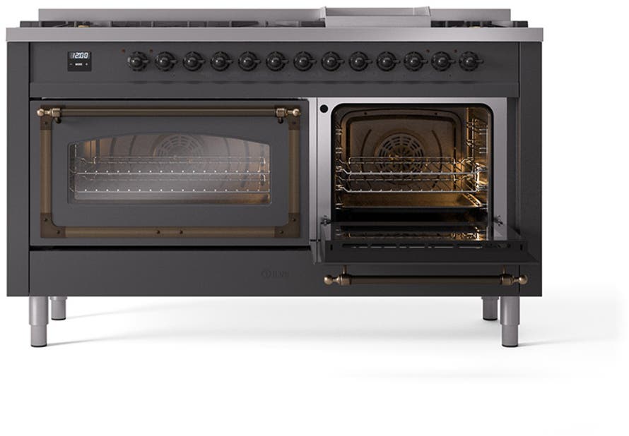 Ilve UN60FNMPMGBLP Graphite Matte With Bronze Knobs, Liquid Propane