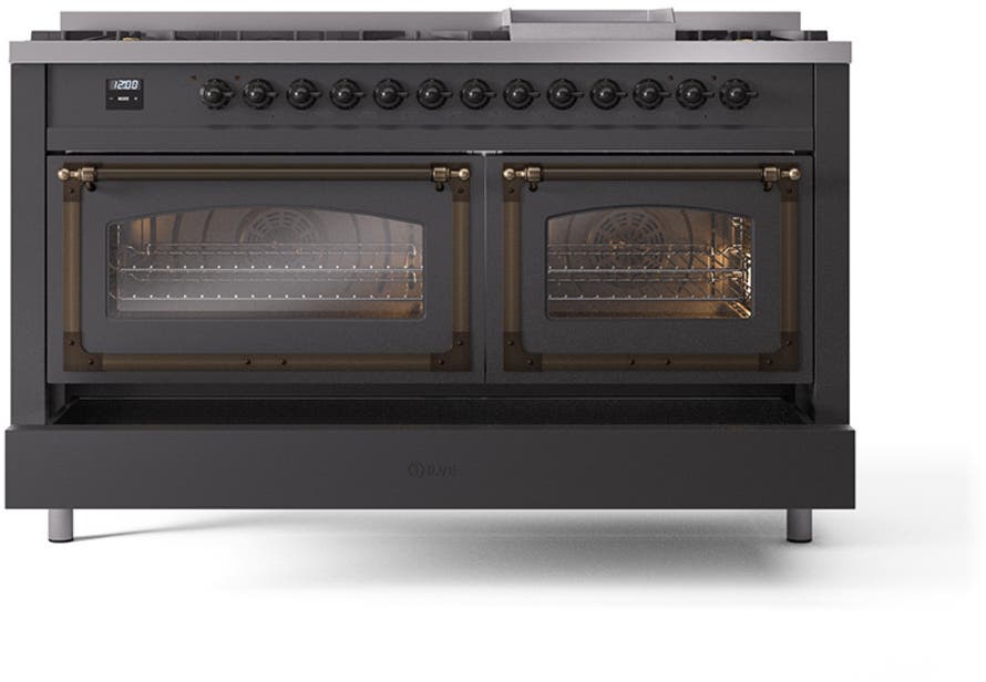Ilve UN60FNMPMGBLP Graphite Matte With Bronze Knobs, Liquid Propane