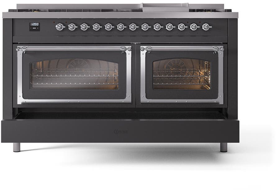 Ilve UN60FNMPMGCLP Graphite Matte With Chrome Knobs, Liquid Propane