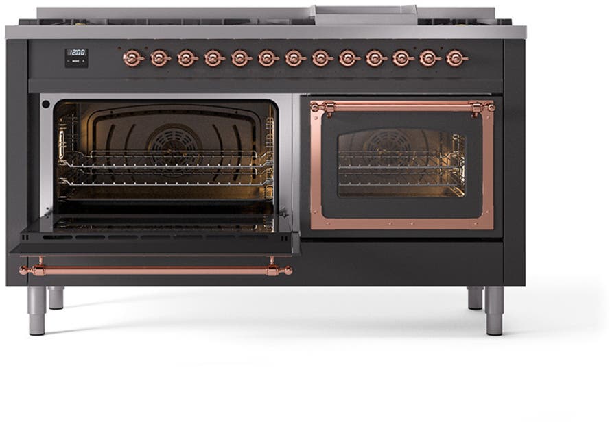 Ilve UN60FNMPMGP Graphite Matte With Copper Knobs, Natural Gas
