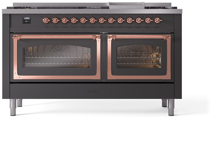 Ilve UN60FNMPMGP Graphite Matte With Copper Knobs, Natural Gas