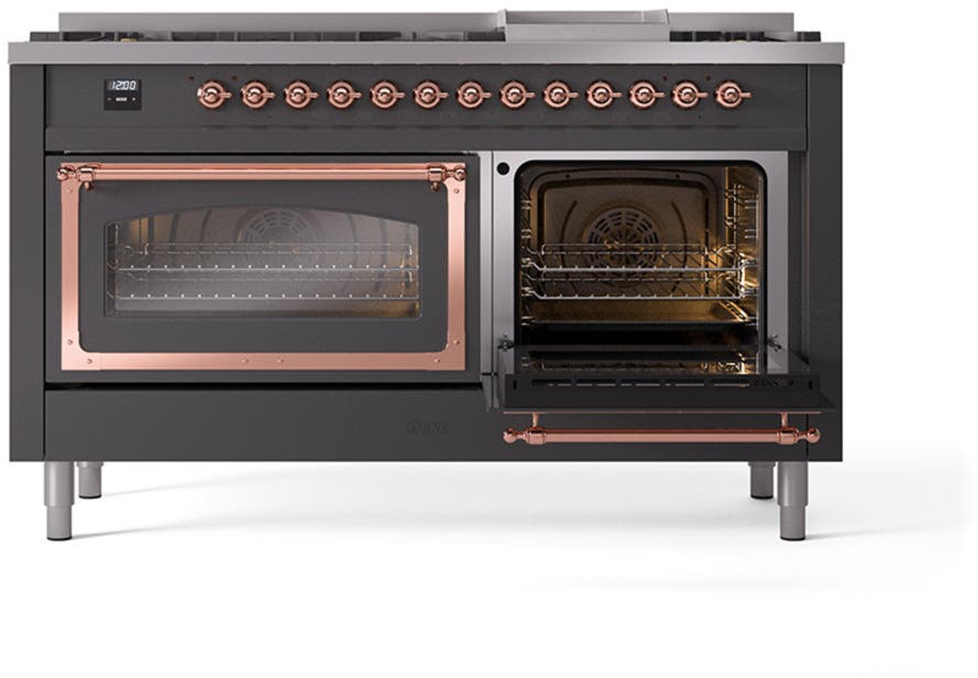Ilve UN60FNMPMGPLP Graphite Matte With Copper Knobs, Liquid Propane
