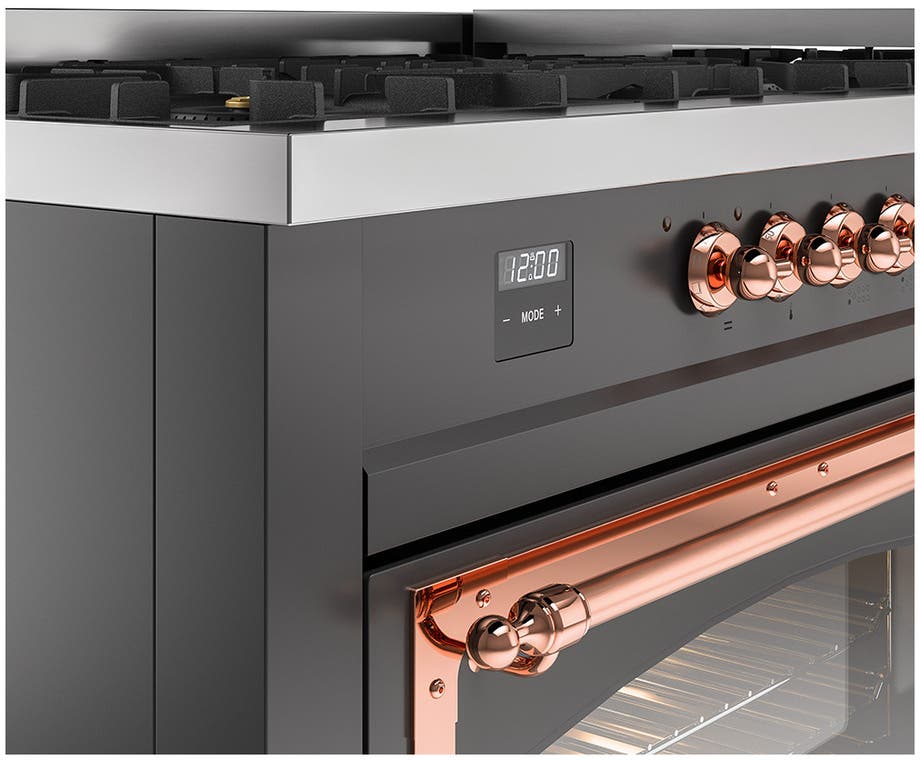 Ilve UN60FNMPMGPLP Graphite Matte With Copper Knobs, Liquid Propane