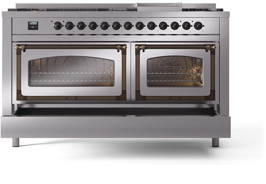 Ilve UN60FNMPSSBLP Stainless Steel With Bronze Knobs, Liquid Propane
