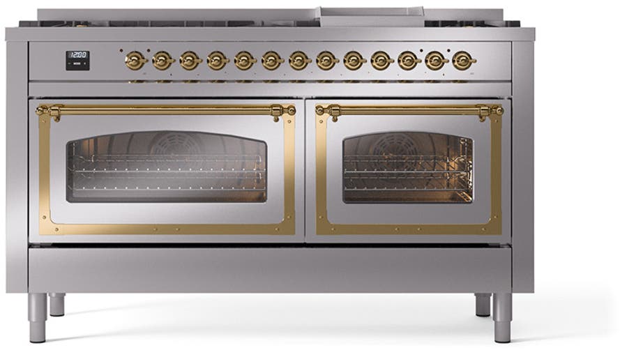 Ilve UN60FNMPSSGLP Stainless Steel With Brass Knobs, Liquid Propane