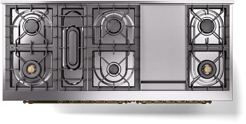 Ilve UN60FNMPSSGLP Stainless Steel With Brass Knobs, Liquid Propane