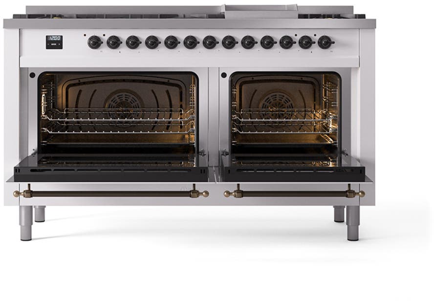 Ilve UN60FNMPWHBLP White With Bronze Knobs, Liquid Propane