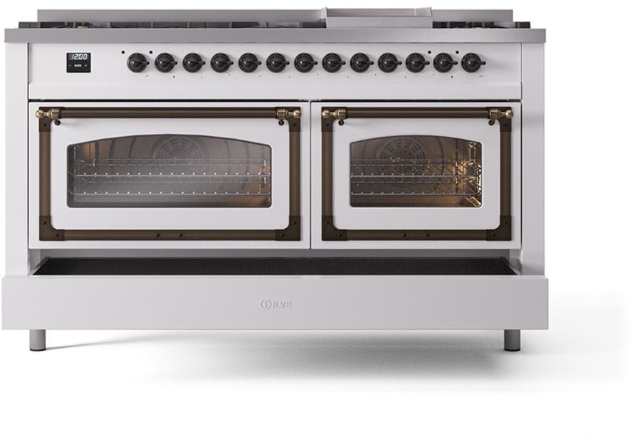 Ilve UN60FNMPWHBLP White With Bronze Knobs, Liquid Propane