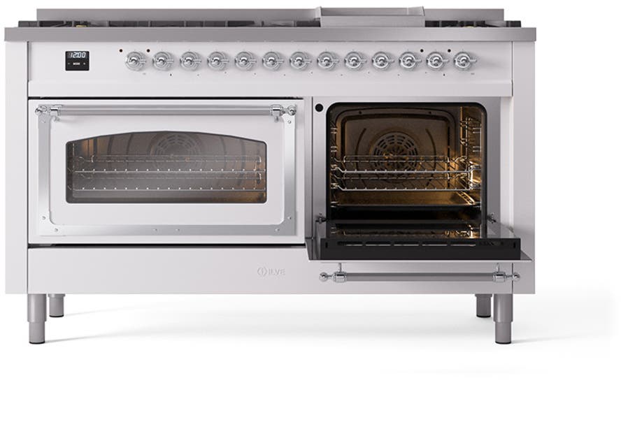 Ilve UN60FNMPWHCLP White With Chrome Knobs, Liquid Propane
