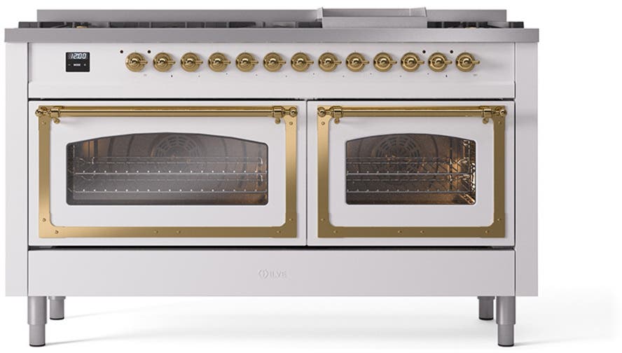Ilve UN60FNMPWHG White With Brass Knobs, Natural Gas