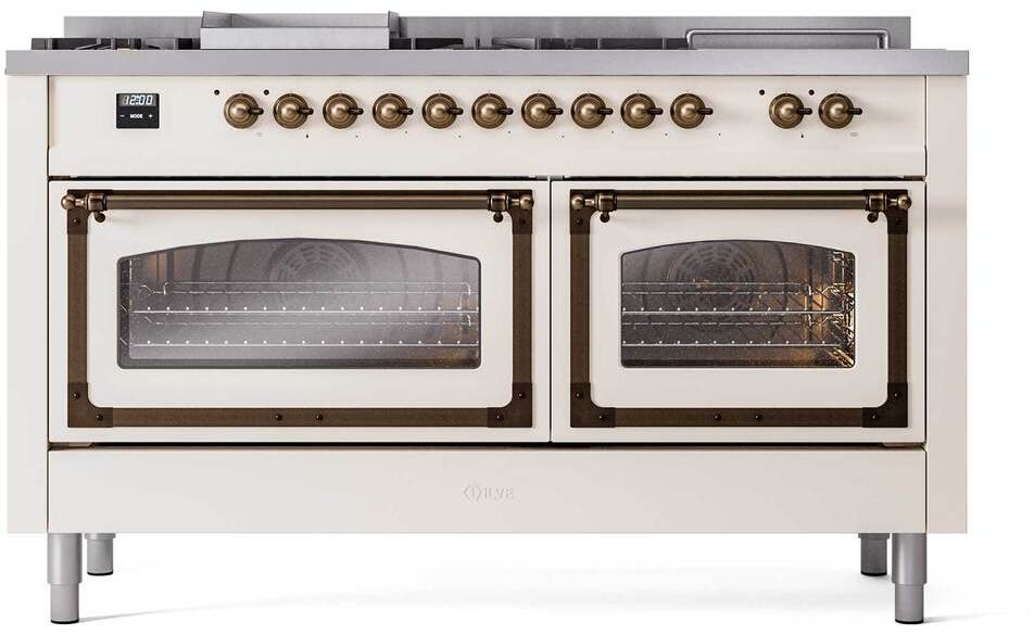 Ilve UN60FSNMPAWB Antique White With Bronze Knobs, Natural Gas