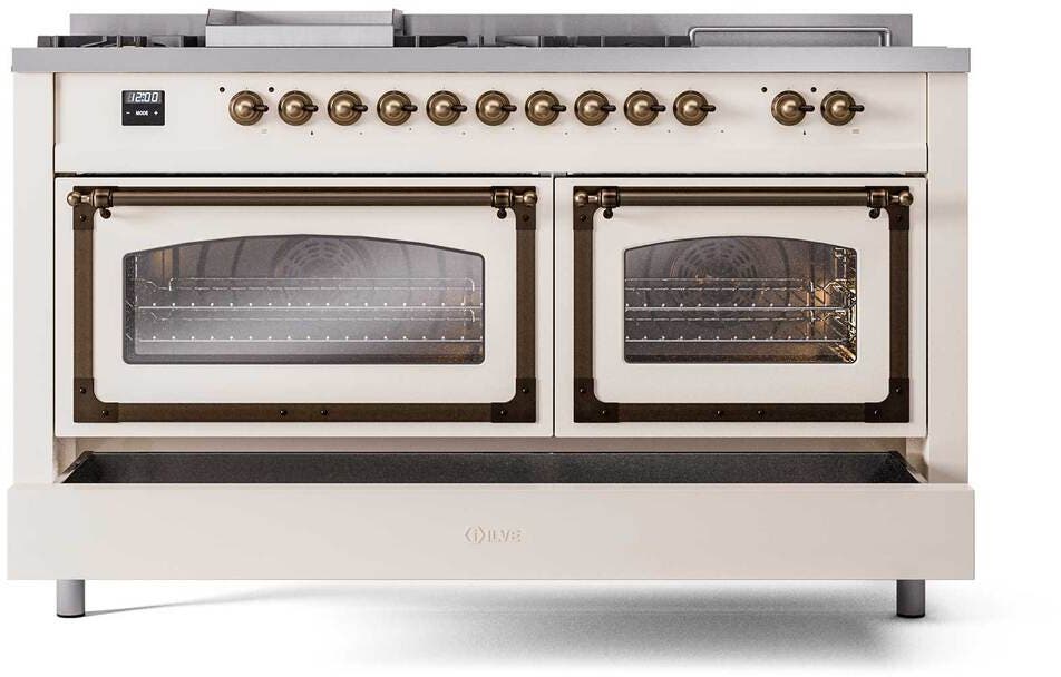 Ilve UN60FSNMPAWB Antique White With Bronze Knobs, Natural Gas