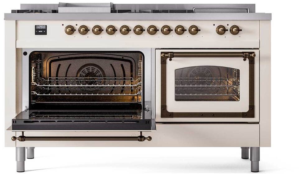 Ilve UN60FSNMPAWBLP Antique White With Bronze Knobs, Liquid Propane