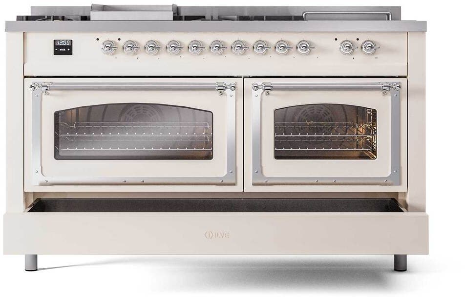 Ilve UN60FSNMPAWC Antique White With Chrome Knobs, Natural Gas