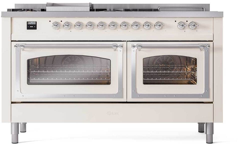 Ilve UN60FSNMPAWCLP Antique White With Chrome Knobs, Liquid Propane