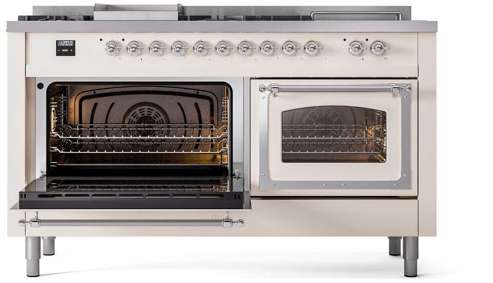 Ilve UN60FSNMPAWCLP Antique White With Chrome Knobs, Liquid Propane