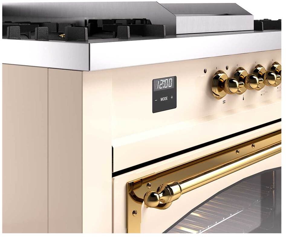 Ilve UN60FSNMPAWG Antique White With Brass Knobs, Natural Gas