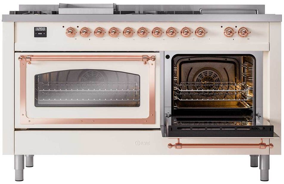 Ilve UN60FSNMPAWPLP Antique White With Copper Knobs, Liquid Propane