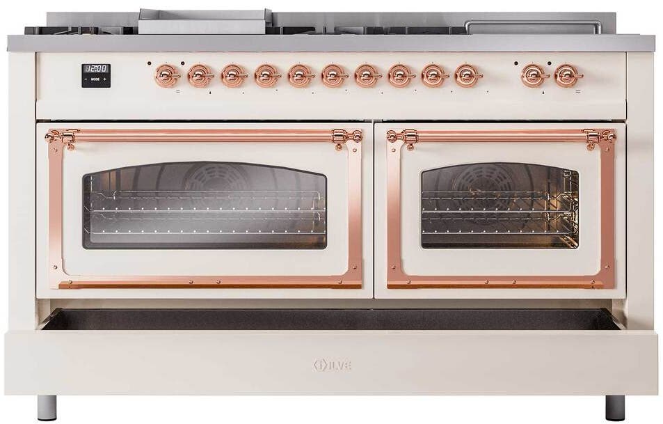 Ilve UN60FSNMPAWPLP Antique White With Copper Knobs, Liquid Propane