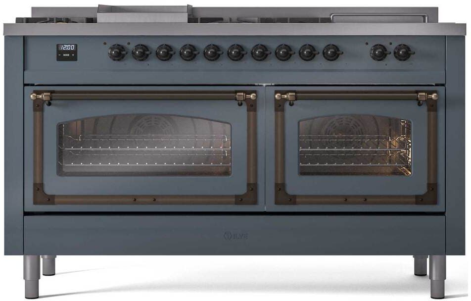 Ilve UN60FSNMPBGB Blue Grey With Bronze Knobs, Natural Gas