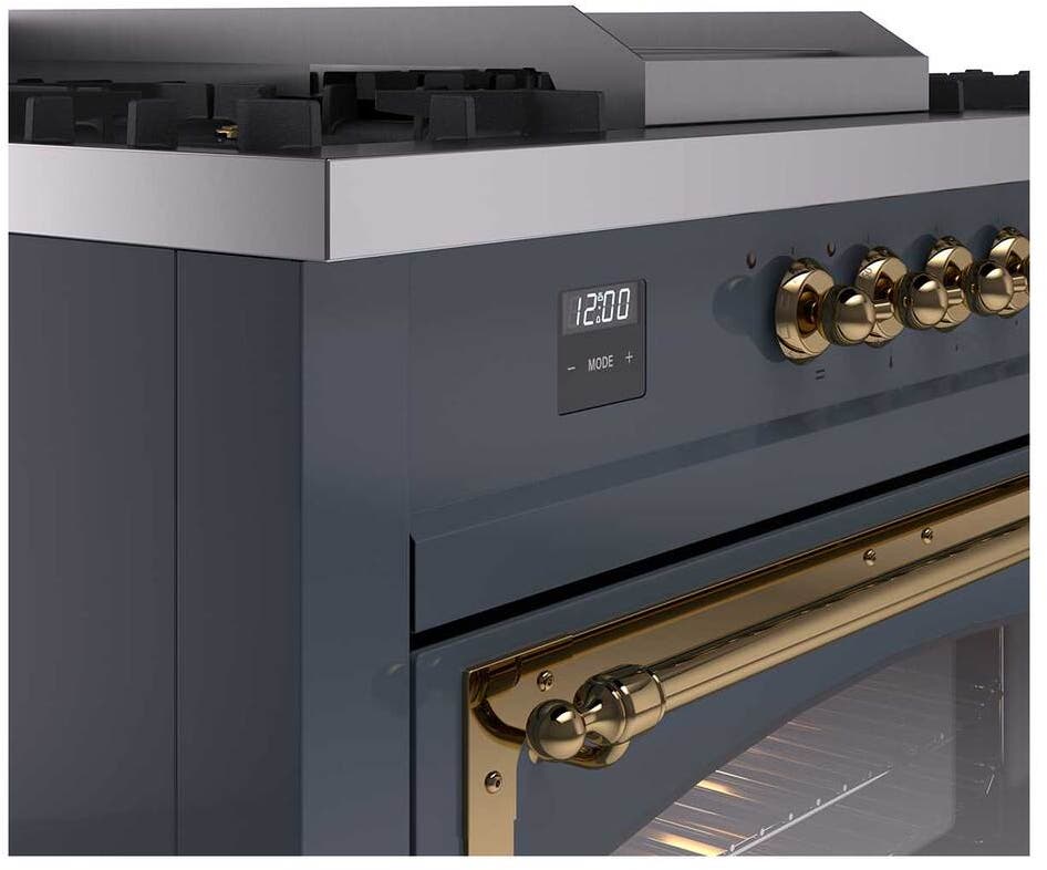 Ilve UN60FSNMPBGGLP Blue Grey With Brass Knobs, Liquid Propane