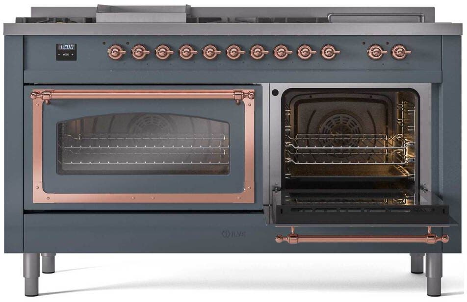Ilve UN60FSNMPBGPLP Blue Grey With Copper Knobs, Liquid Propane
