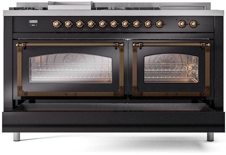 Ilve UN60FSNMPBKB Glossy Black With Bronze Knobs, Natural Gas