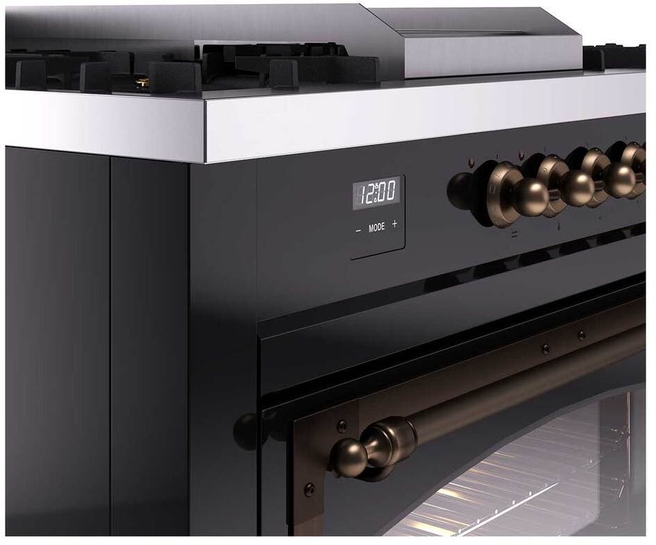 Ilve UN60FSNMPBKBLP Glossy Black With Bronze Knobs, Liquid Propane