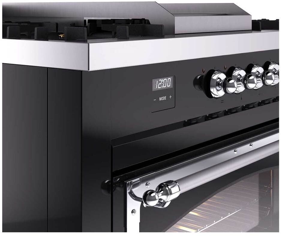 Ilve UN60FSNMPBKC Glossy Black With Chrome Knobs, Natural Gas