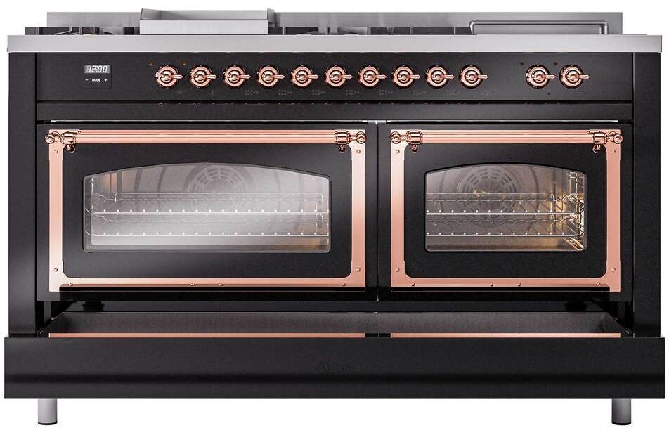 Ilve UN60FSNMPBKP Glossy Black With Copper Knobs, Natural Gas