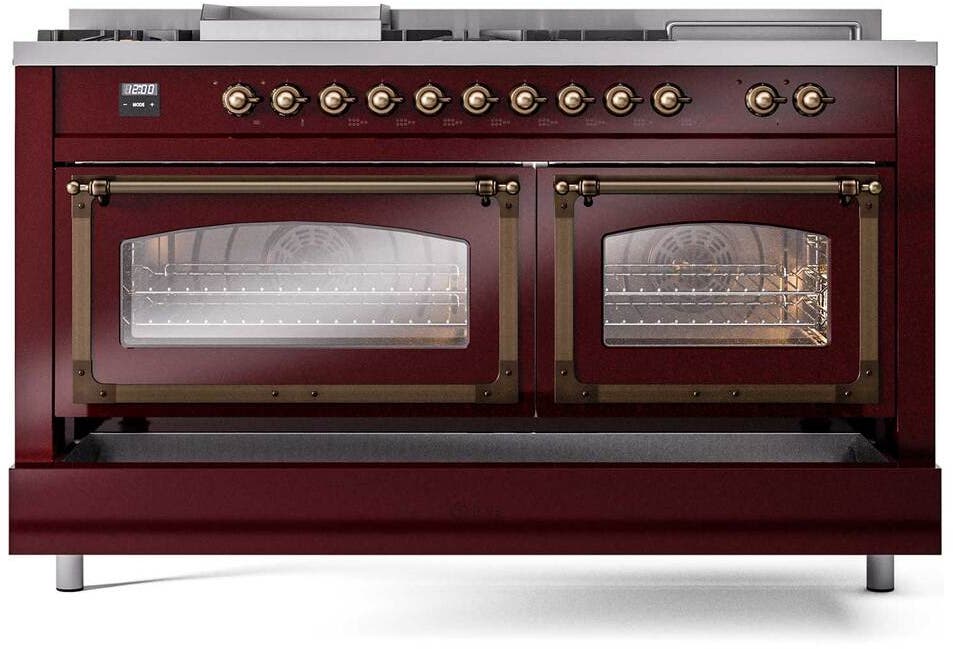 Ilve UN60FSNMPBUB Burgundy With Bronze Knobs, Natural Gas