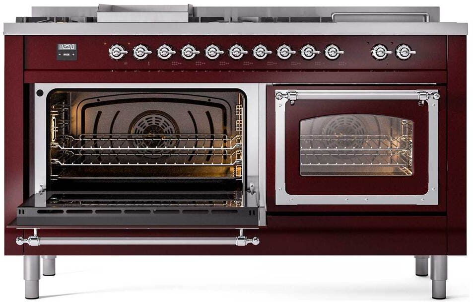 Ilve UN60FSNMPBUCLP Burgundy With Chrome Knobs, Liquid Propane