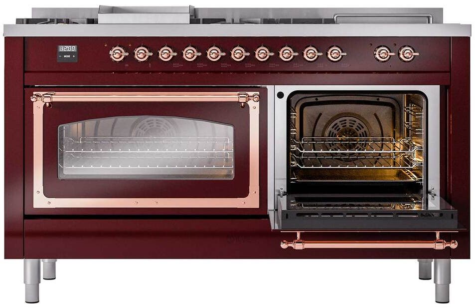 Ilve UN60FSNMPBUPLP Burgundy With Copper Knobs, Liquid Propane