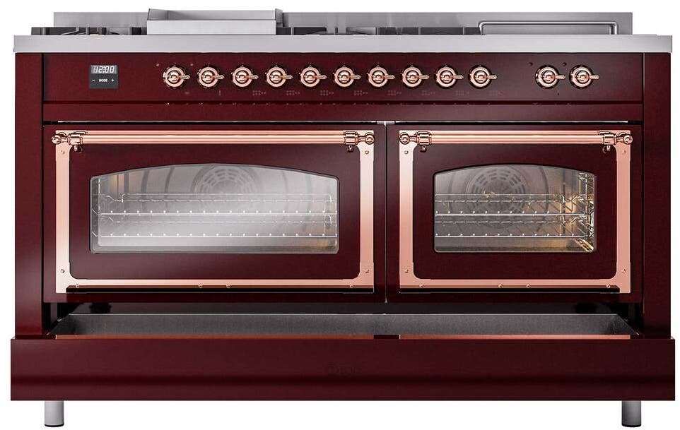 Ilve UN60FSNMPBUPLP Burgundy With Copper Knobs, Liquid Propane