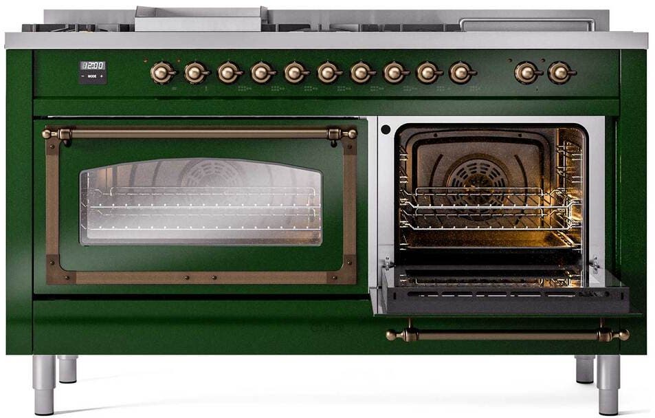 Ilve UN60FSNMPEGB Emerald Green With Bronze Knobs, Natural Gas