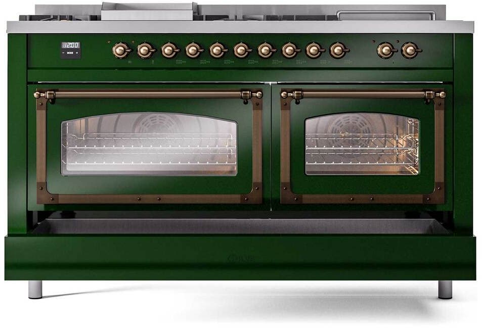 Ilve UN60FSNMPEGB Emerald Green With Bronze Knobs, Natural Gas