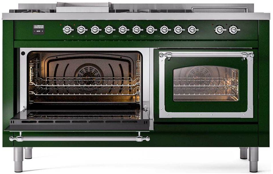 Ilve UN60FSNMPEGC Emerald Green With Chrome Knobs, Natural Gas