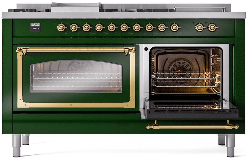 Ilve UN60FSNMPEGG Emerald Green With Brass Knobs, Natural Gas