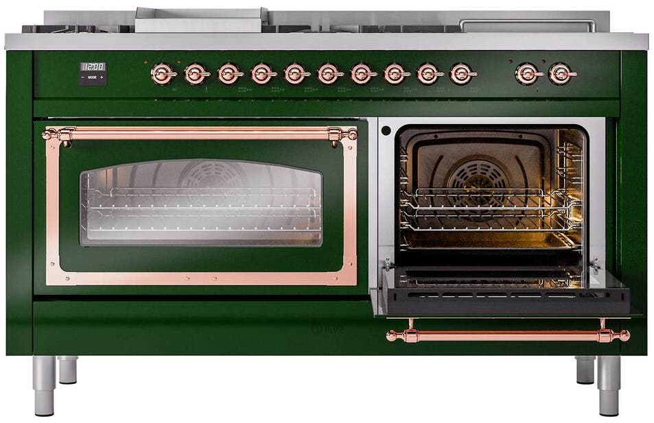 Ilve UN60FSNMPEGP Emerald Green With Copper Knobs, Natural Gas