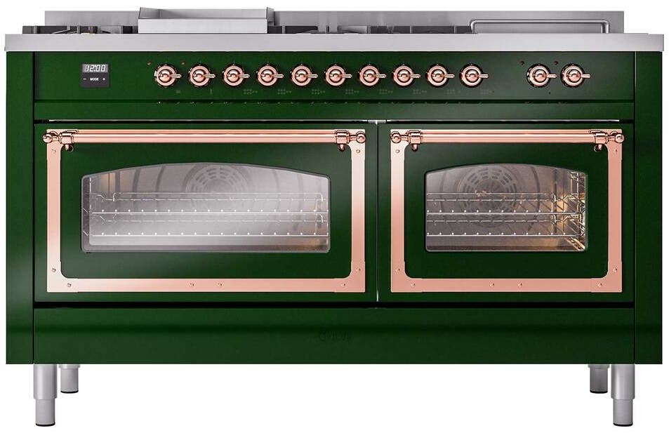 Ilve UN60FSNMPEGPLP Emerald Green With Copper Knobs, Liquid Propane