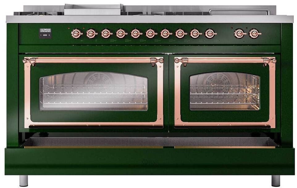 Ilve UN60FSNMPEGPLP Emerald Green With Copper Knobs, Liquid Propane