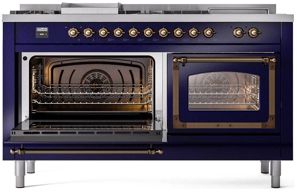 Ilve UN60FSNMPMBB Midnight Blue With Bronze Knobs, Natural Gas