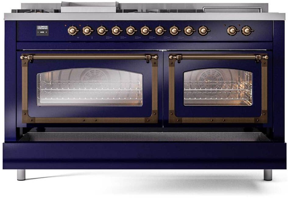 Ilve UN60FSNMPMBBLP Midnight Blue With Bronze Knobs, Liquid Propane