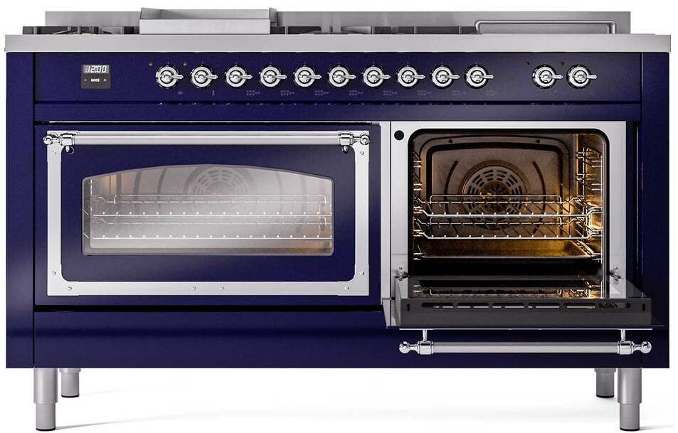 Ilve UN60FSNMPMBC Midnight Blue With Chrome Knobs, Natural Gas