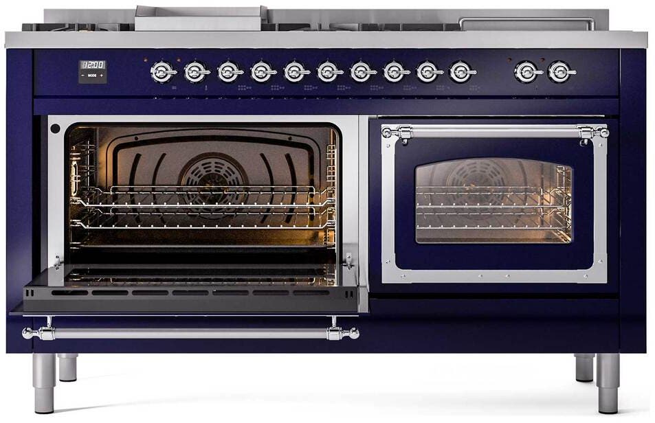 Ilve UN60FSNMPMBCLP Midnight Blue With Chrome Knobs, Liquid Propane