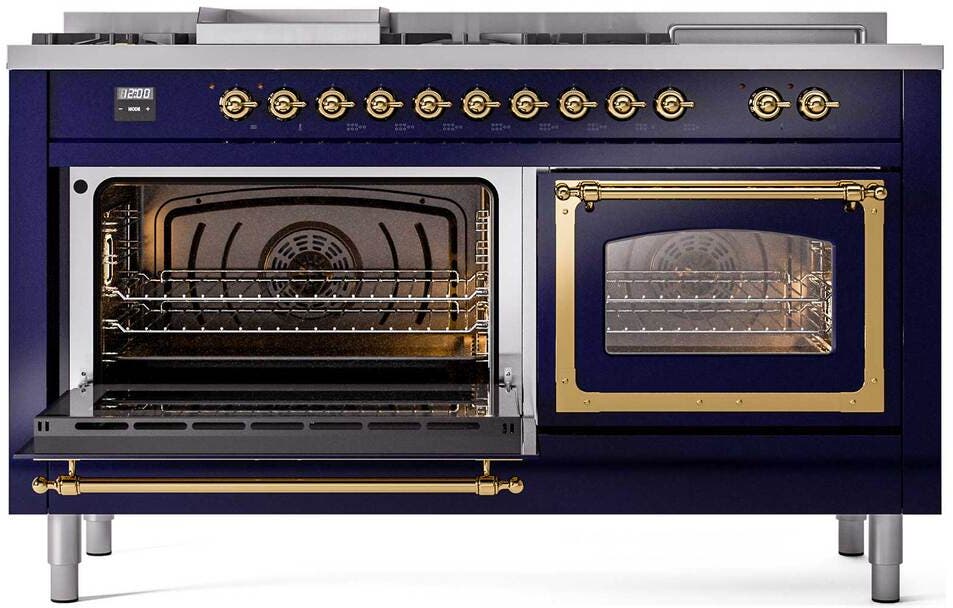 Ilve UN60FSNMPMBG Midnight Blue With Brass Knobs, Natural Gas