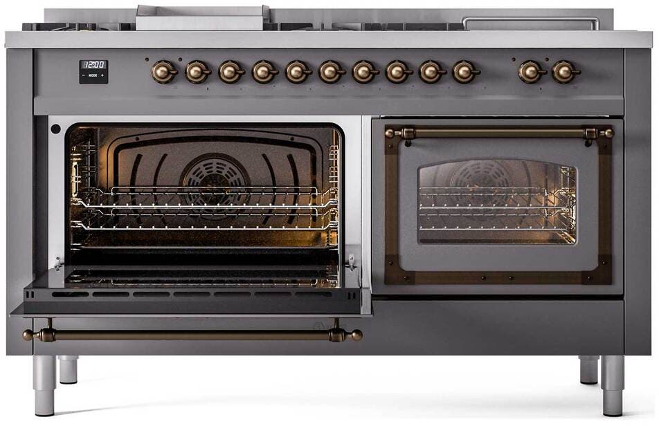 Ilve UN60FSNMPMGB Graphite Matte With Bronze Knobs, Natural Gas