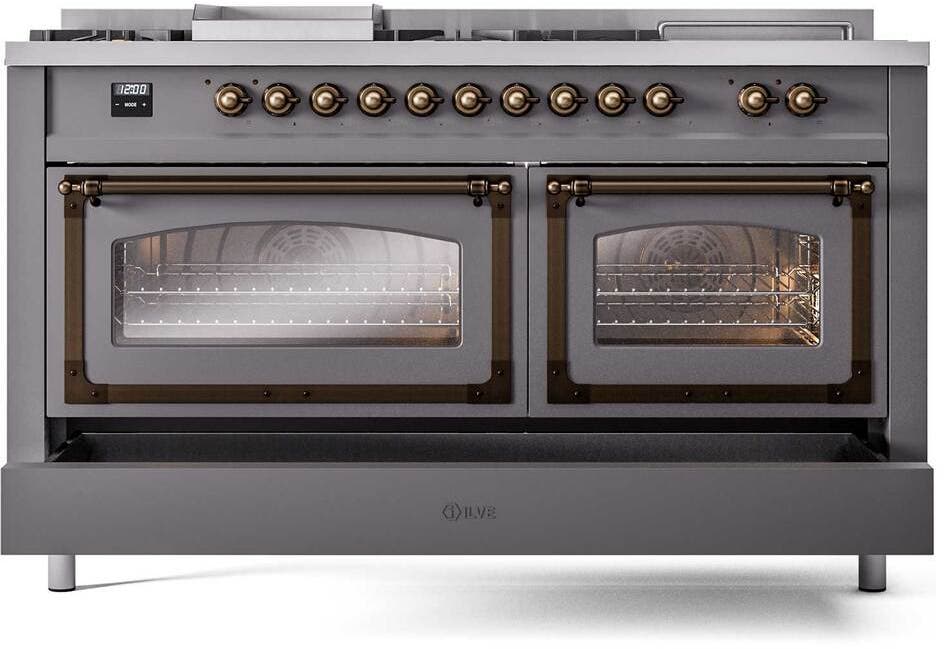 Ilve UN60FSNMPMGBLP Graphite Matte With Bronze Knobs, Liquid Propane