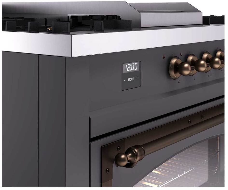 Ilve UN60FSNMPMGBLP Graphite Matte With Bronze Knobs, Liquid Propane